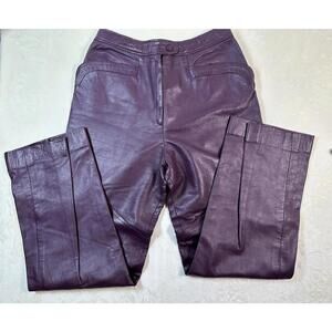 VTG 80s Women’s Sz 11 Purple Genuine Leather Pants High Waist Talon Zip Retro